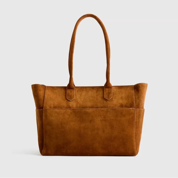 Quince Handbags - Quince Italian Suede Shopper Tote in Whiskey